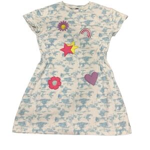 Andy & Evan Girls Short Sleeve Tie Dye Applique Dress, Size 6x